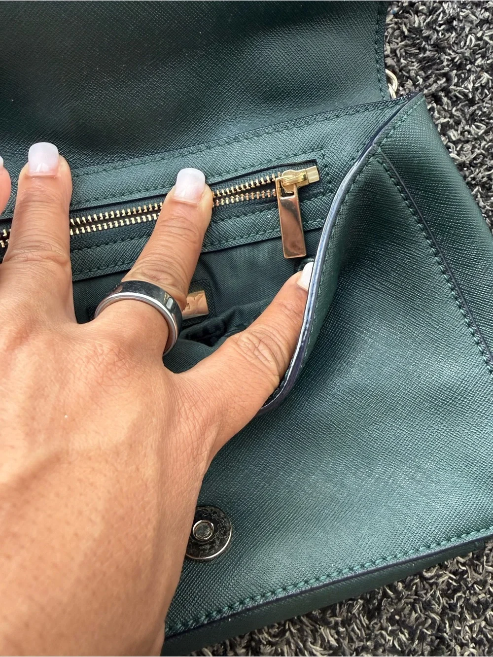 Tory Burch Dark Green Chain-Shoulder Crossbody